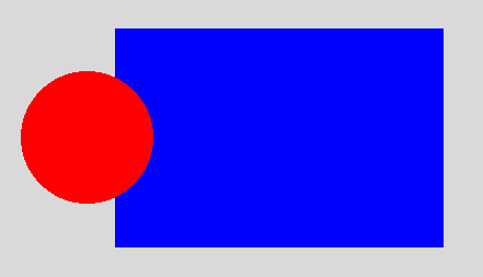 This is an image of a red circle enter in a blue rectangle 