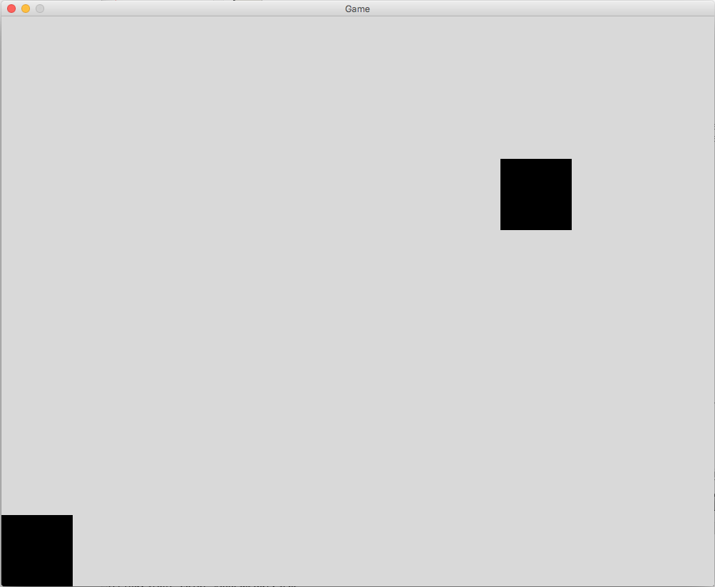 This is an image of a 1000 by 800 pixel window with a black square in the bottom left corner and another that is close to the top right corner, but is not touching it.