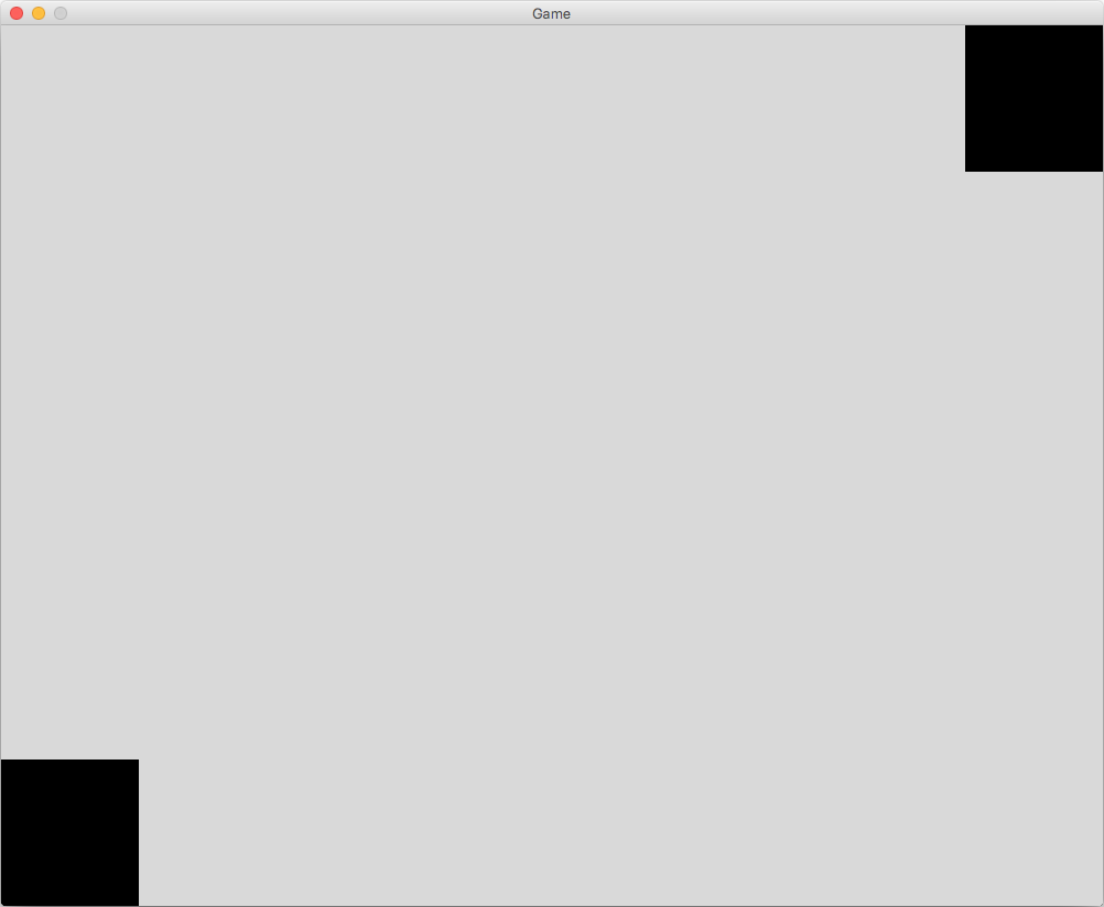 This is an image of a 1000 by 800 pixel window with a black square in the bottom left corner and another in the top right corner. The squares are slightly larger than in the previous image.