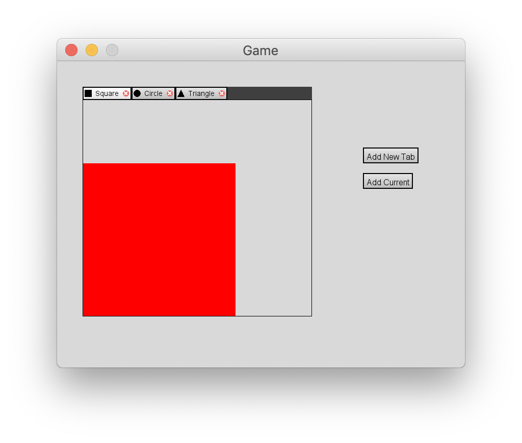This image shows the final expected game window with the Square Tab open.