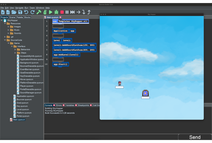 Quorum Studio with an app loaded